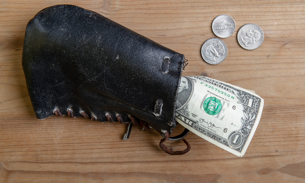 Brieftasche altertümlich Tradition Bargeld