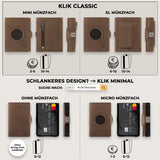 KLIK Slim Wallet AirTag Classic - Braun Vintage